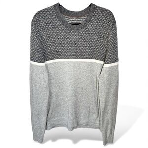 Fat Face Men’s Crewneck Sweater Wool Cotton Gray Stripe Pullover Size Large